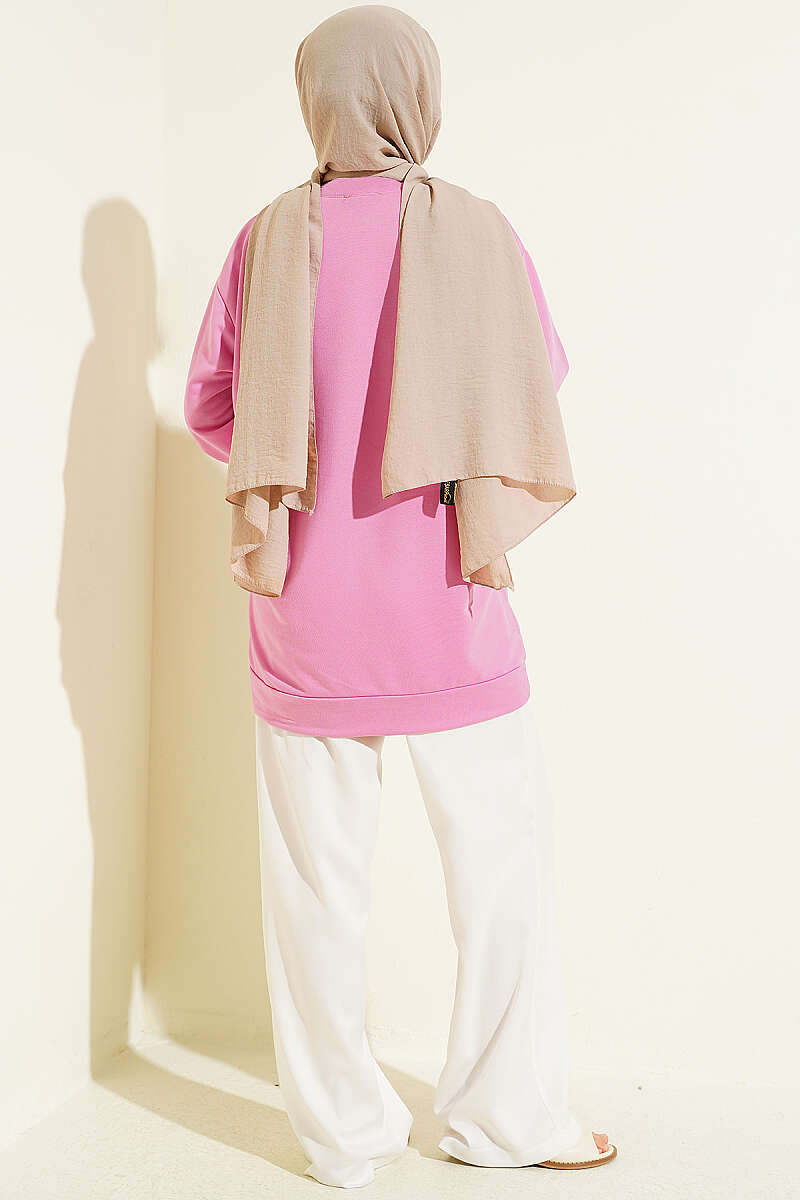 French Terry Plain Tunic Persian Rose - Image 3