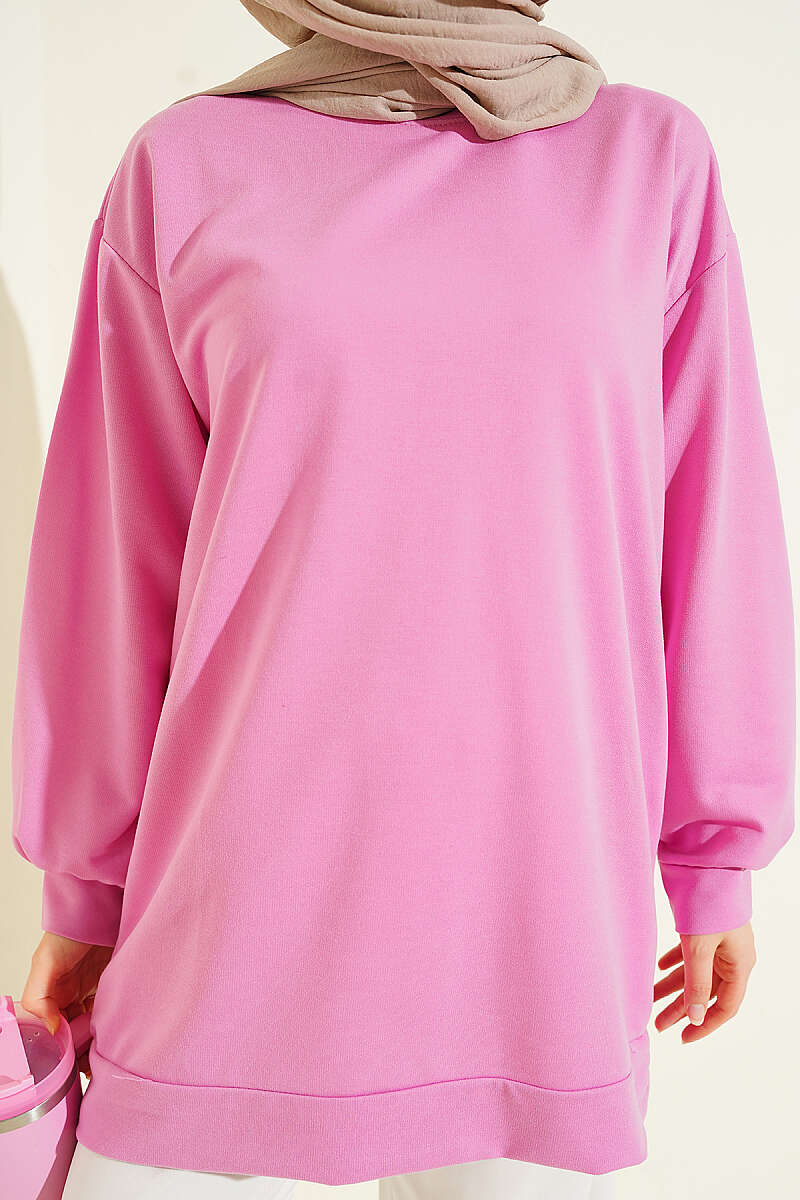 French Terry Plain Tunic Persian Rose - Image 4