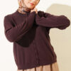 Lightweight Knitted Button-Up Cardigan Dark Brown