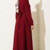 Pearl Flower Belted Dress Burgundy – Image 3