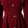 Pearl Flower Belted Dress Burgundy – Image 4