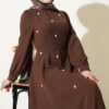 Pearl Flower Belted Dress Brown - Image 2
