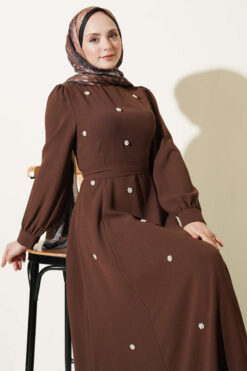 Alternative view of Pearl Flower Belted Dress Brown