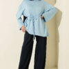 Lace-Up Tunic with Patch Detail Baby Blue - Image 2