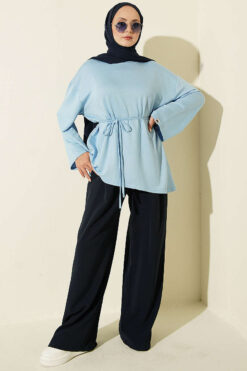 Alternative view of Lace-Up Tunic with Patch Detail Baby Blue