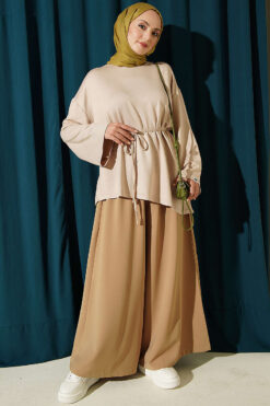 Alternative view of Lace-Up Tunic with Patch Detail Beige