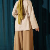 Lace-Up Tunic with Patch Detail Beige - Image 3