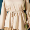 Lace-Up Tunic with Patch Detail Beige - Image 4