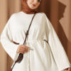 Lace-Up Tunic with Patch Detail Ecru