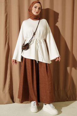 Alternative view of Lace-Up Tunic with Patch Detail Ecru