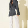 Lace-Up Tunic with Patch Detail Smoke - Imagen 3