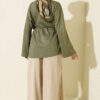 Lace-Up Tunic with Patch Detail Khaki - Imagen 3