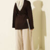 Lace-Up Tunic with Patch Detail Brown - Image 3