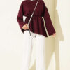 Lace-Up Tunic with Patch Detail Plum - Image 2