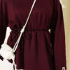 Lace-Up Tunic with Patch Detail Plum - Image 4