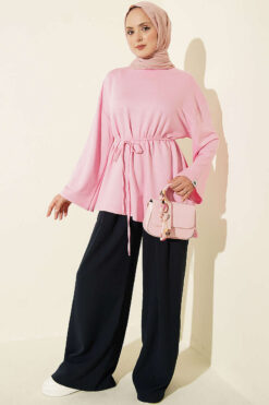 Alternative view of Lace-Up Tunic with Patch Detail Pink