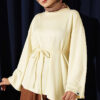Lace-Up Tunic with Patch Detail Yellow