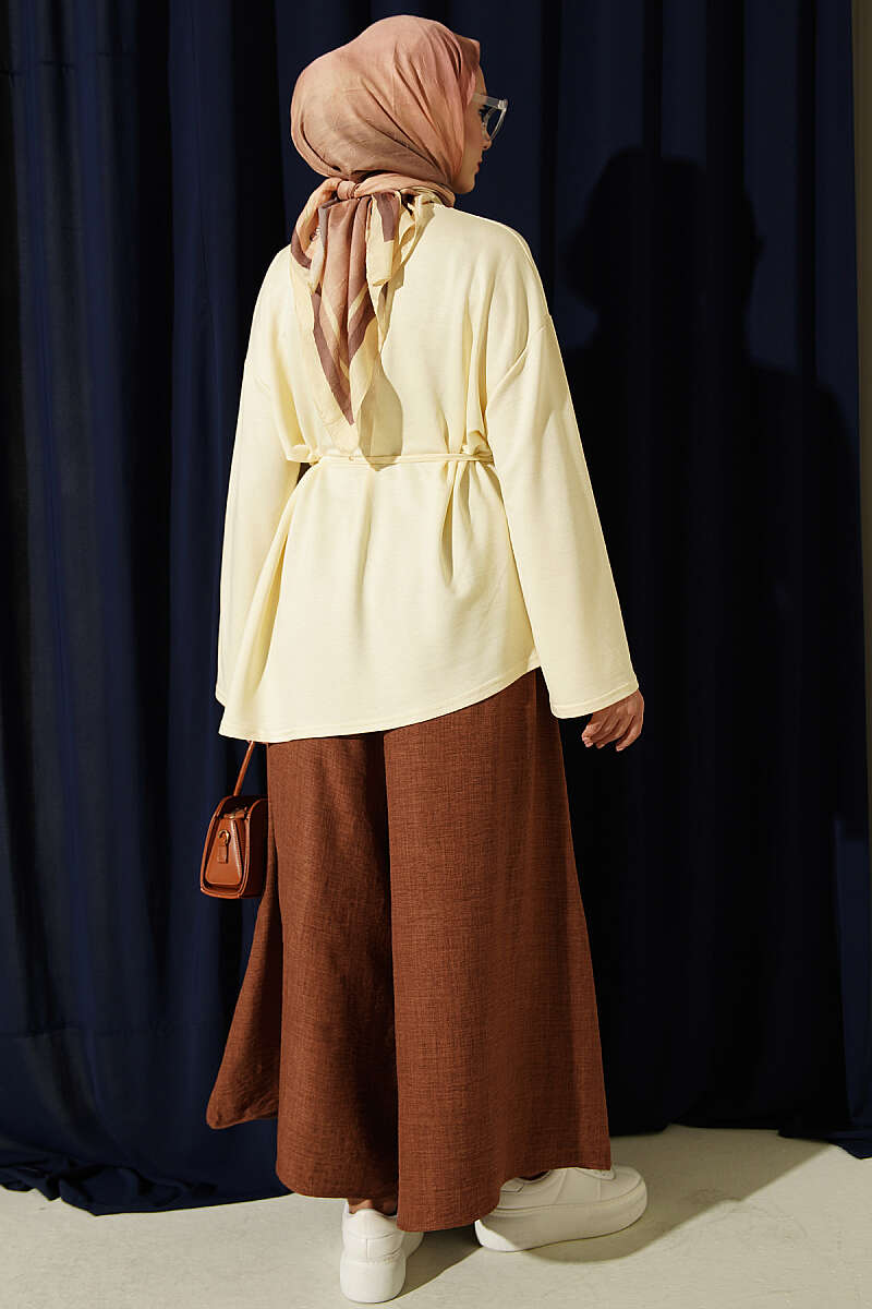 Lace-Up Tunic with Patch Detail Yellow - Image 3