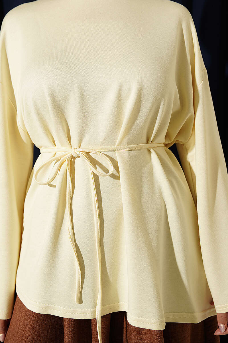 Lace-Up Tunic with Patch Detail Yellow - Image 4