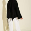 Lace-Up Tunic with Patch Detail Black - Image 3