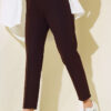 Elastic Waist Slim Fit Trousers Dark Brown - Imagen 6