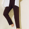 Belted Tapered Pants with String Detail Dark Brown – Bild 2