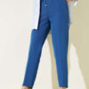 Belted Tapered Pants with String Detail Blue