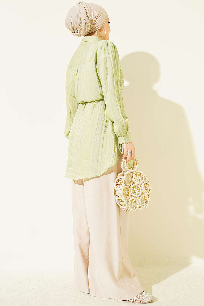 Textured Striped Shirt with Belt Hazel - Imagen 3