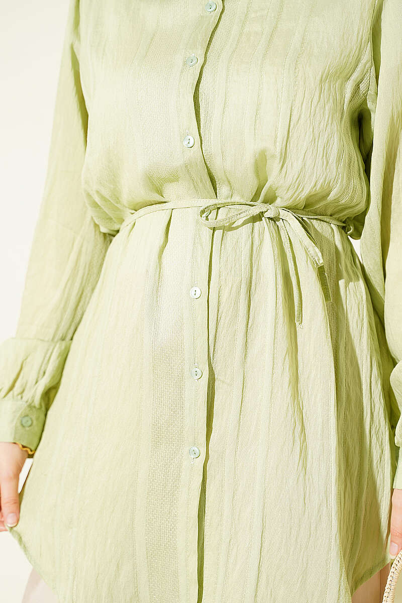 Textured Striped Shirt with Belt Hazel - Imagen 4