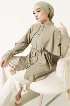 Shirt with Belted Sleeve Cape Hazel