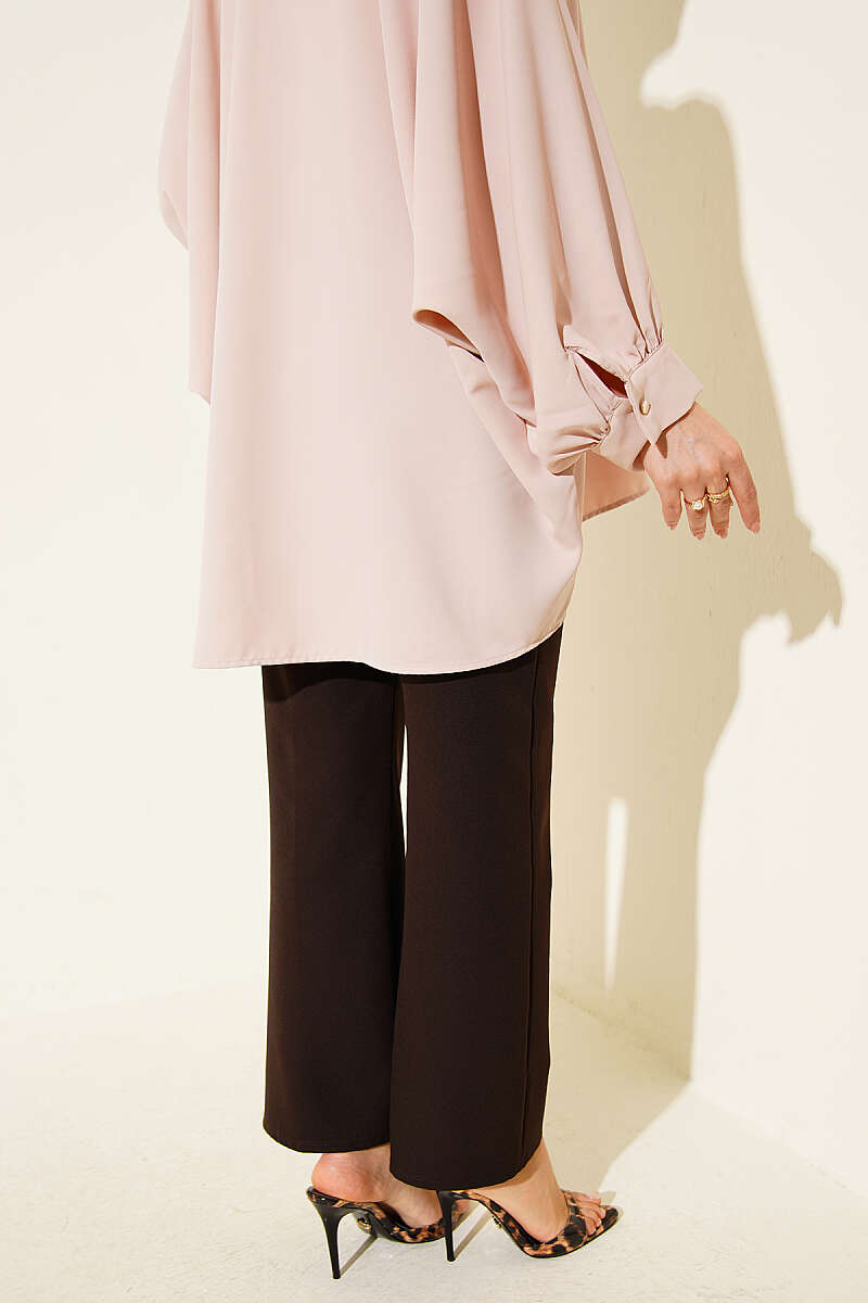 Spanish Flare Split Hem Trousers Dark Brown - immagine 3