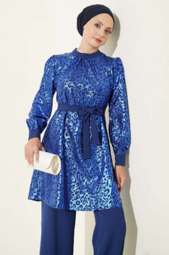 Alternative view of Jacquard Patterned Two-Piece Set Saxon Blue