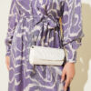 Jacquard Sleeve Pleated Dress Lilac - الصورة 4