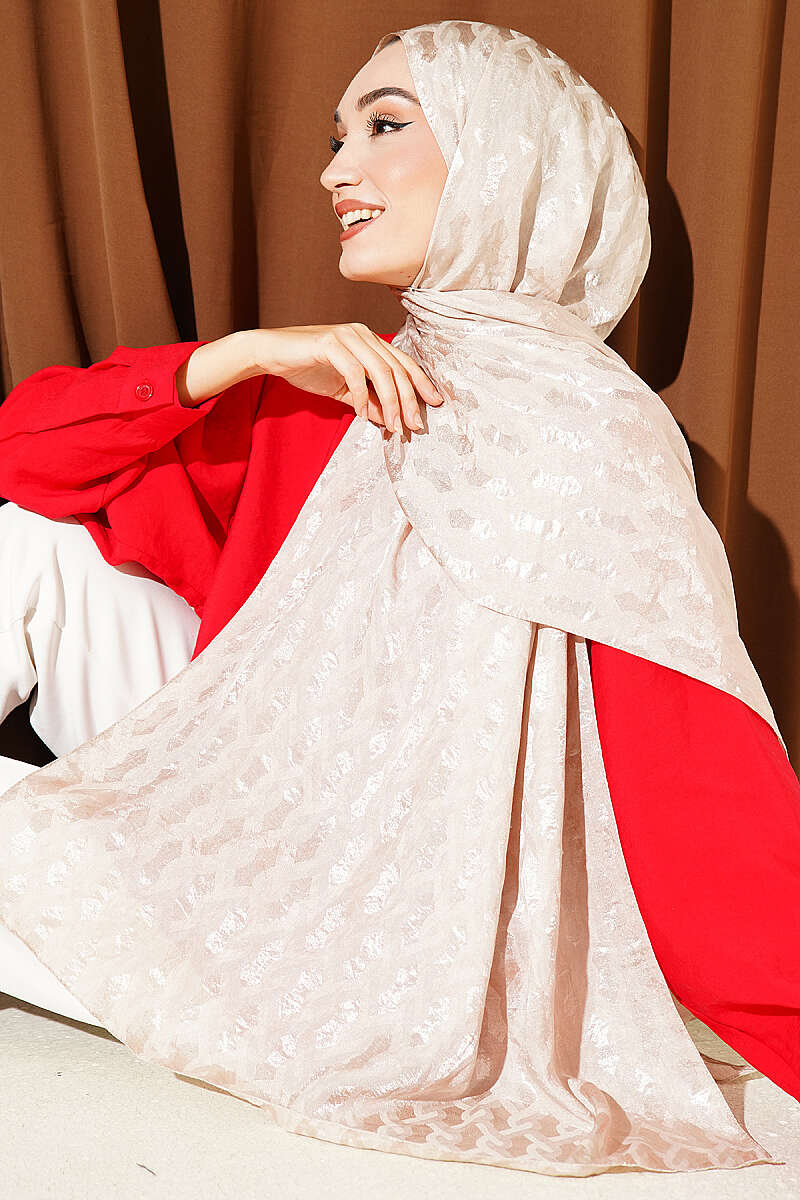 Textured Jacquard Shaw Beige - Imagen 5