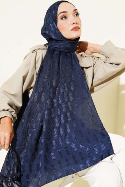 Alternative view of Textured Jacquard Shaw Navy Blue