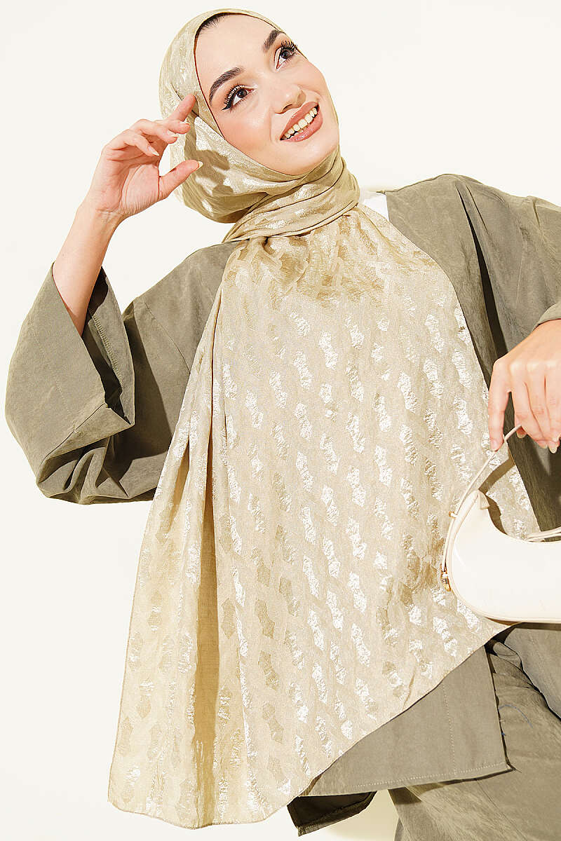 Textured Jacquard Shaw Oil Green