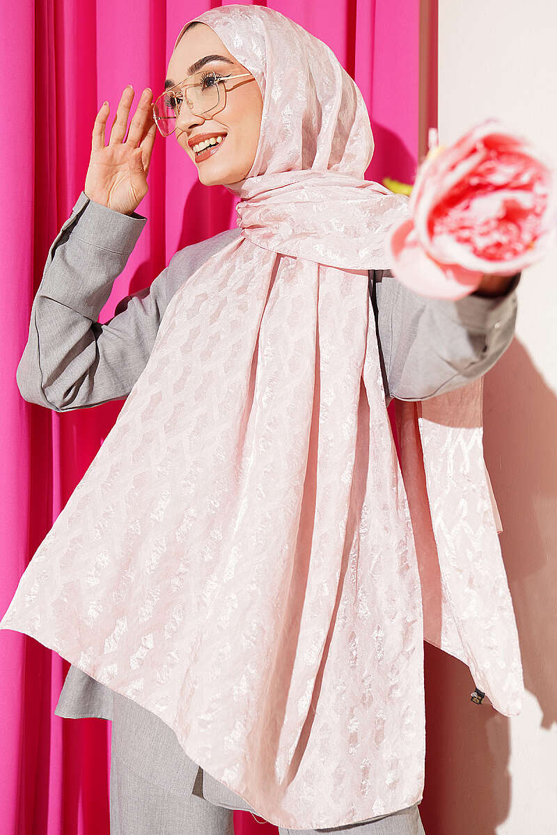 Textured Jacquard Shaw Powder Pink