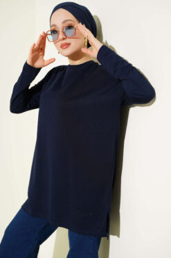 Heart Detail Basic Tunic Dark Navy