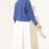 Heart Buttoned Front Gathered Short Shirt Navy Blue - immagine 3