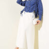 Heart Buttoned Front Gathered Short Shirt Navy Blue - immagine 2