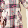 Hooded Pocketed Flannel Shirt Pink - الصورة 4