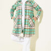 Hooded Pocketed Flannel Shirt Green - immagine 2