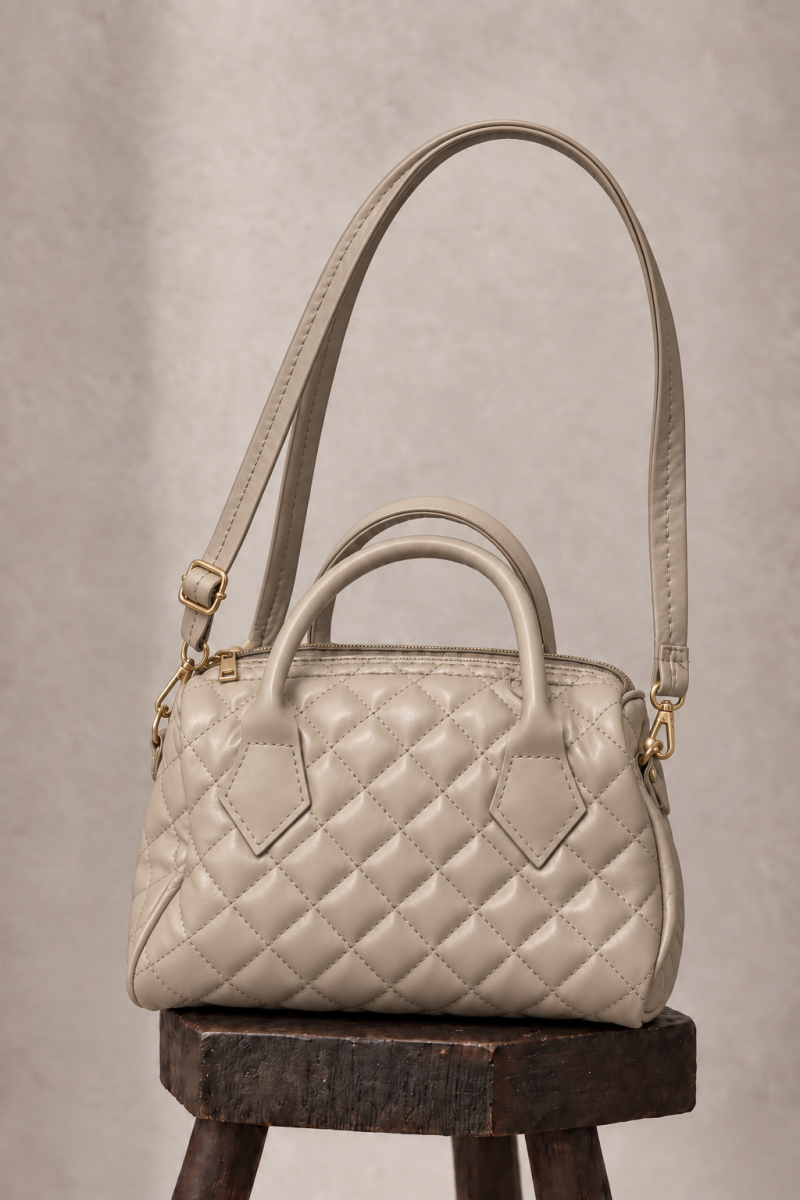 Puffer Pattern Sleeveless Bag Beige