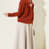 Buttoned Patchwork Pattern French Terry Knit Cardigan Terracotta - immagine 3