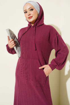 Alternative view of Hooded Dress with Pocket Details Purple