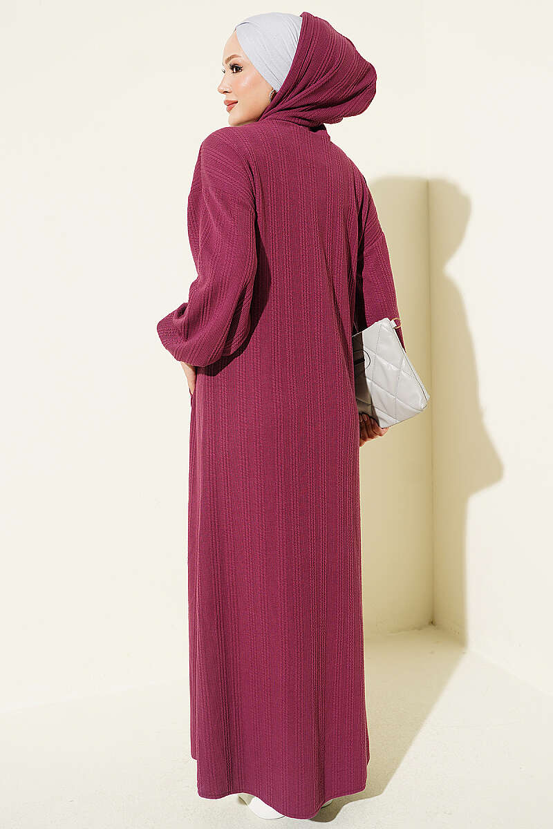 Hooded Dress with Pocket Details Purple - Image 3
