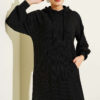 Hooded Dress with Pocket Details Black - الصورة 2