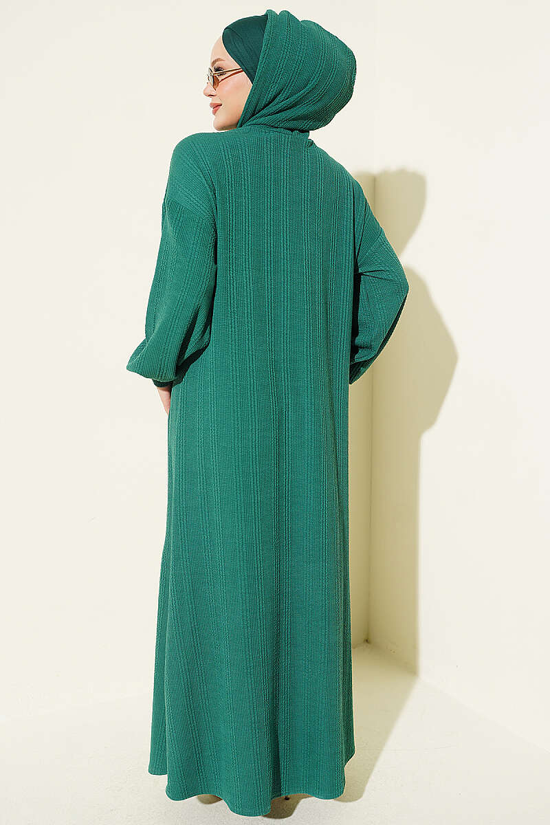 Hooded Dress with Pocket Details Green - الصورة 3