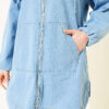 Hooded Zip-Up Denim Two-Piece Set with Pockets Light Blue - Afbeelding 4