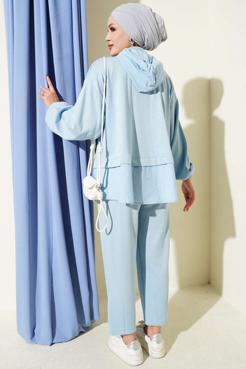 Hooded Jogger Set with Pullover and Pants Blue - Imagen 3